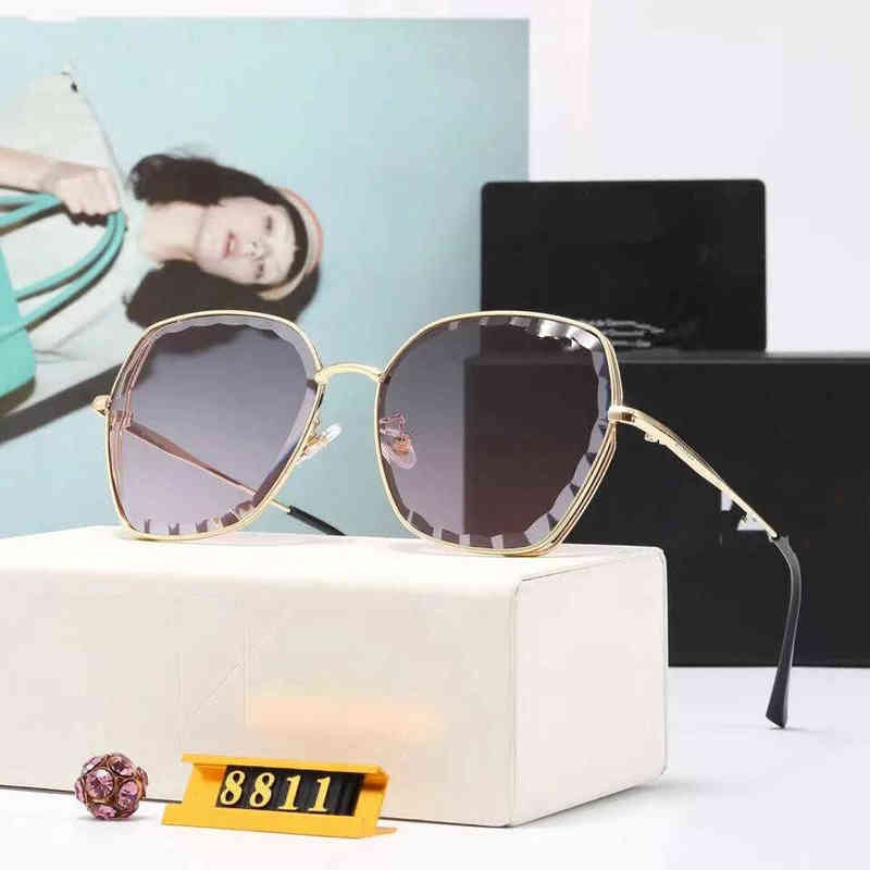 

Tan Sunglasses men's and women's big face show thin net red large frame square 2021 Fashion UV protection