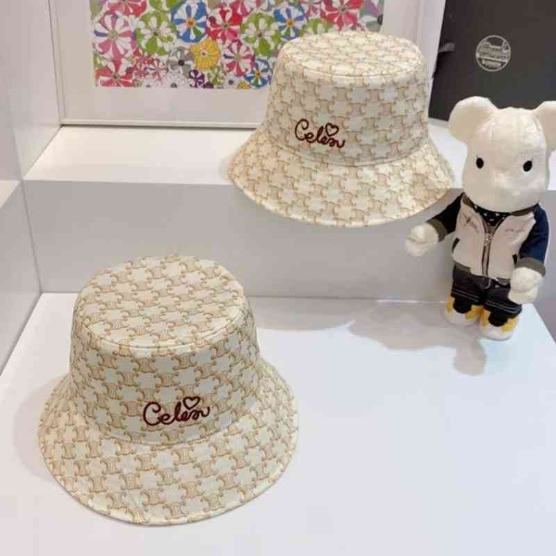 

Celing Hat Designer Summer Fisherman Arc De Triomphe Embroidered Letter 520 Limited Leisure Versatile Sunscreen Basin, Full printed rice cream