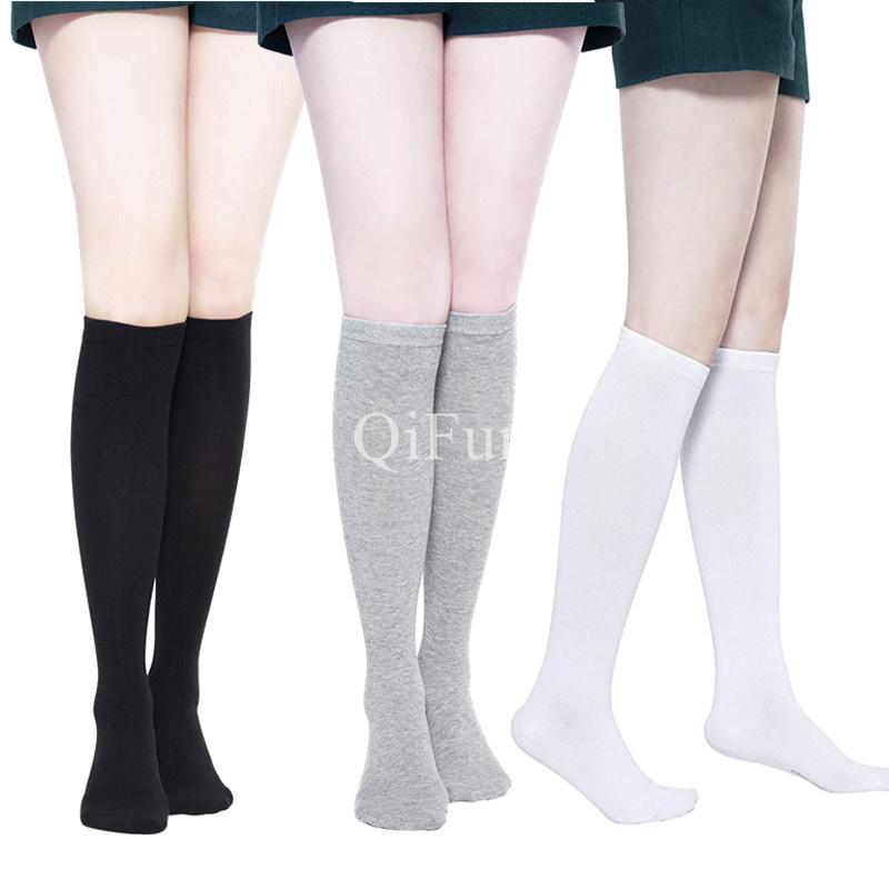 

Men's Socks Compression Black White Lolita Solid Color Knee High Long JK Woman Fashion Kawaii Cosplay Sexy StockingsMen's, Wys001-246-gray