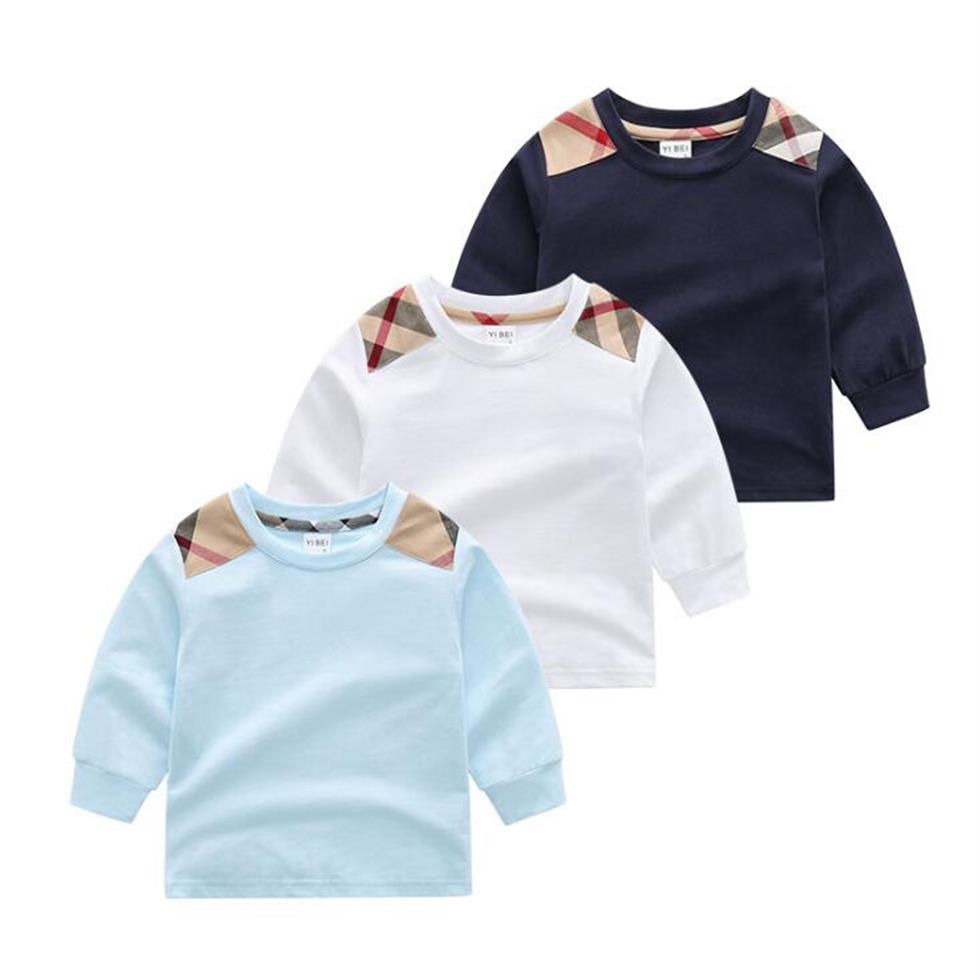 

Spring Autumn Baby Boys Girls T-shirts Fashion Kids Long Sleeve Plaid T-shirt Childern 100% Cotton Casual Shirt Child Pullover Gir2915, Light blue