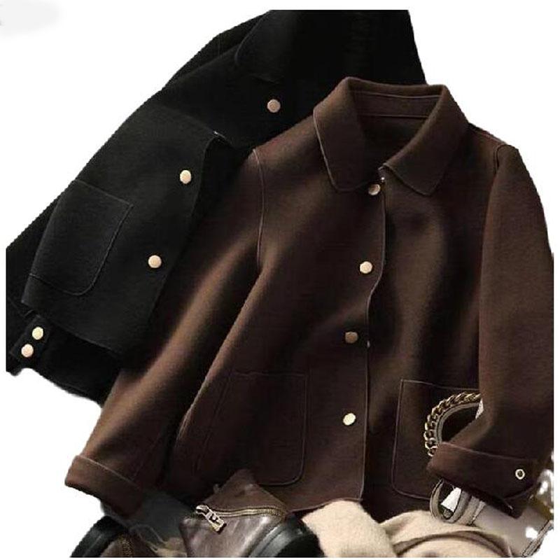 

Women's Jackets Simple Lapel Short Coat Women's 2022 Spring And Autumn Korean Version Of Retro Loose Size Wool Casual CoatWomen's, Beige