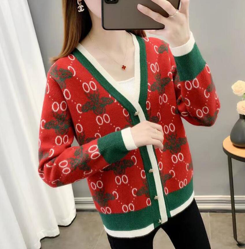 

22GG Women Sweater Luxury Designer Brand Knitted for V Neck Contrast Color Buttons Knitted Cardigan casual Coat, 09