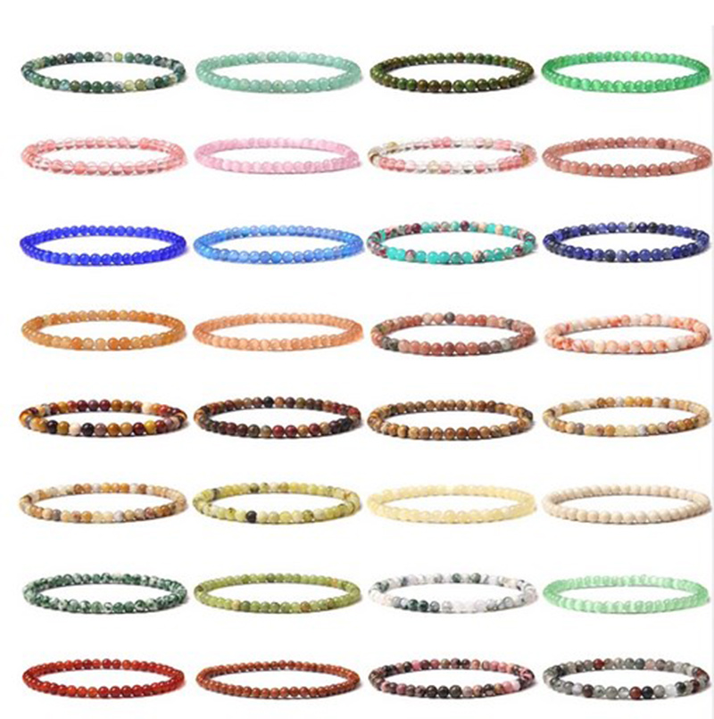 

MG0105 Whole 4 mm Bracelet Strands High Quality Mini Gemstone Bracelet Natural Stone Yoga Mala Energy Jewelry241D