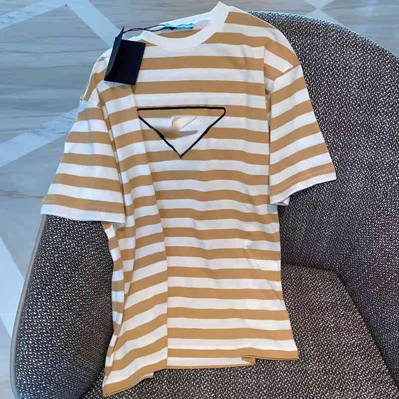 

Brand casual Women' T-Shirt 2022 Summer short sleeve women, Orange white stripe