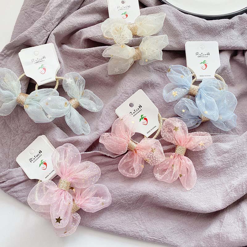 

Hair Accessories 2PCS/SET Cute Chiffon Princess Bows Headwear Kids Elastic Bands Children Ropes Girls Baby HeaddressHair, A-16