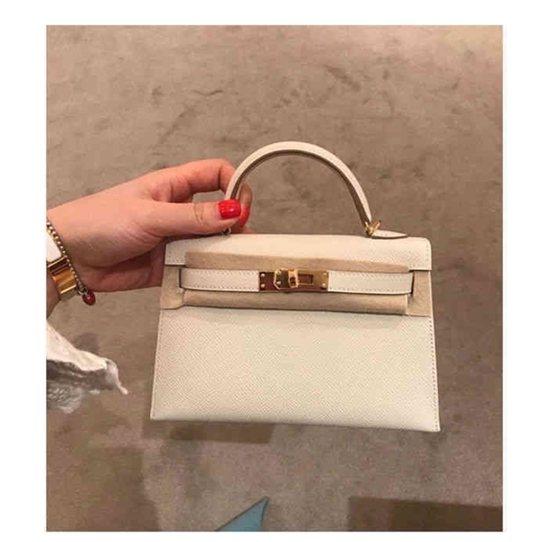 

Designer Handbags h. ced Women's Fashion Leather keilys Mini Versatile Portable One Shoulder Messenger, Milkshake white 19cm gold hardware