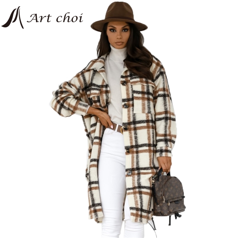 

Women' Wool Blends Fashion Women Luxupious Plaid Checked Woolen Overcoat Coats With Belt Female Temperament Pockets Elegant Chic Outerwear Robe 220826, Black