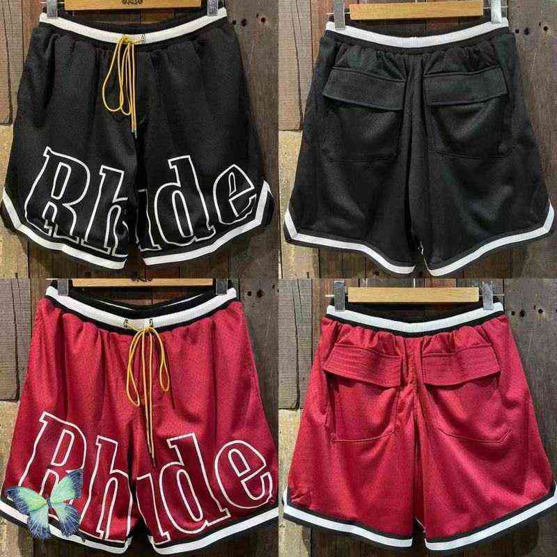 

Big Elastics Long String Rhude 22ss New Mesh Fabric Patchwork High Street Shorts