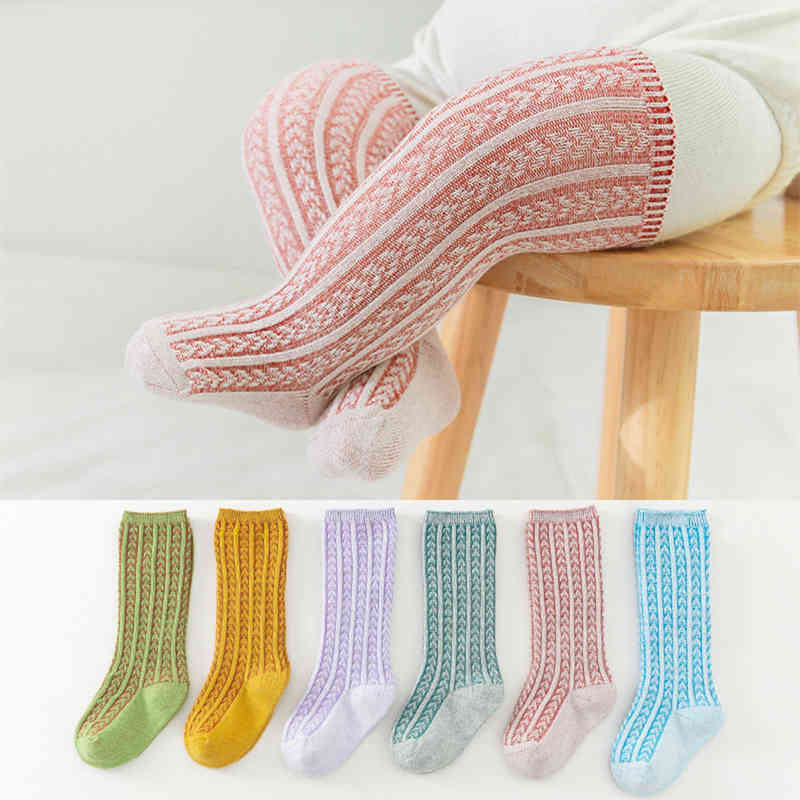

Baby Girls Boys Long-Tube Socks Stockings Infant Toddler Children Solid Stripe Pattern Breathable Over-Knee L220716, Red
