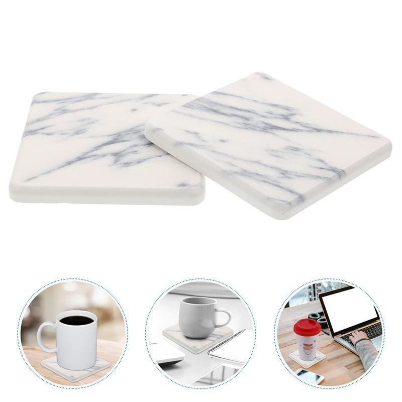 

Mats & Pads 6pcs Water Absorption Coffee Cup Mat Square Diatomite Marble Table Placemats Non-Slip Quick-Drying Kitchen Accessories