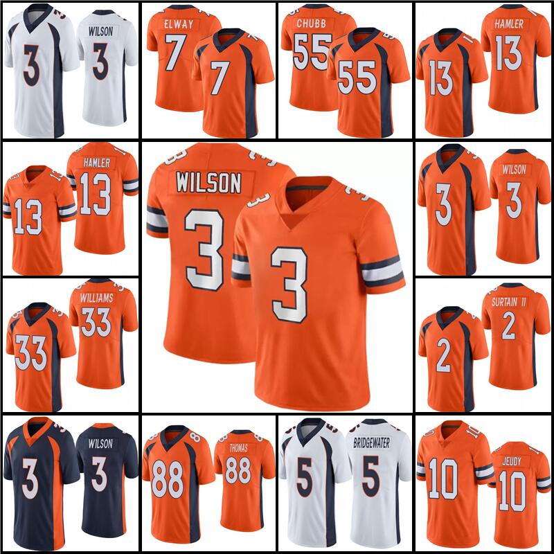 

3 Russell Wilson Jersey Football 10 Jerry Jeudy Patrick Surtain II Jerseys Simmons Bradley Chubb Javonte Williams Courtland Sutton Peyton Manning Demaryius Thomas, Women jersey