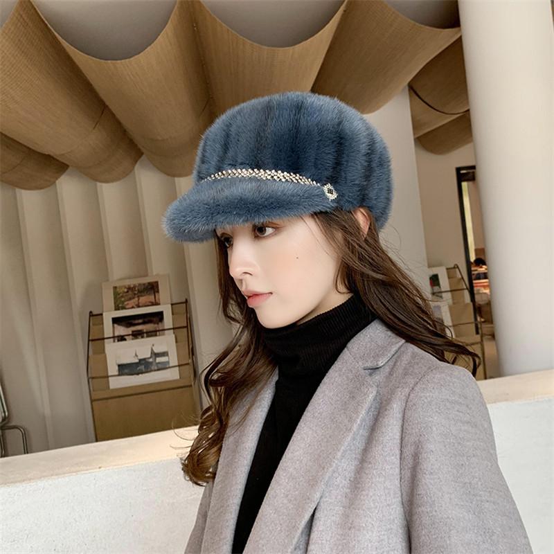 

Visors Real Natural Cap Fashion And Warm Hat For Women High-Quality Splicing With Eaves Blocking Snow CapVisors VisorsVisors, 03