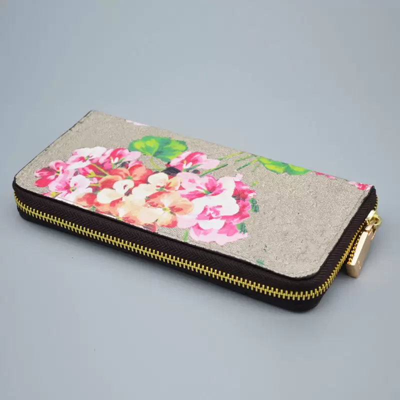 

2021 Luxurys Designers Wallet Geranium Print Fashion Bags Card Holder Carry Around Women Money Cards Coins Bag Men Leather Purse7275620, Pink