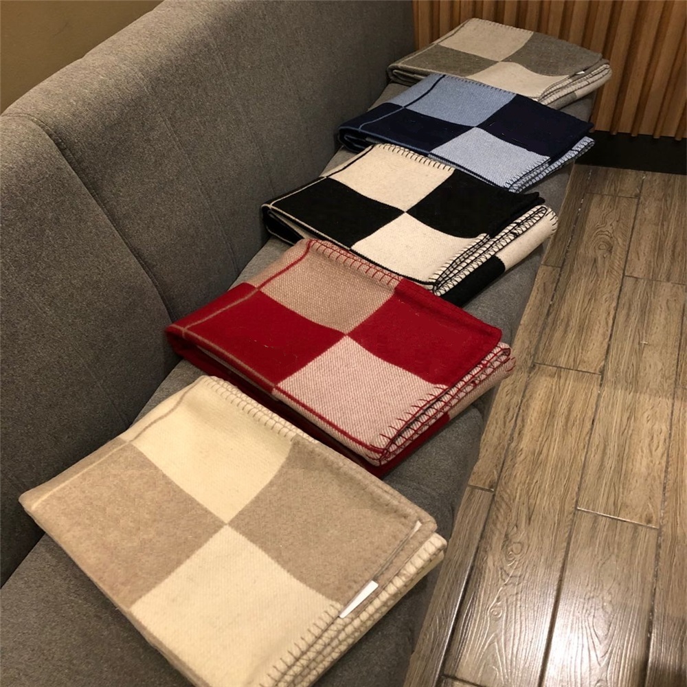

Plaid H Cashmere Blanket Luxury Brand Blanket Crochet Super Soft Wool Shawl Portable Warm Sofa Bed Fleece Knitted Throw Cushion