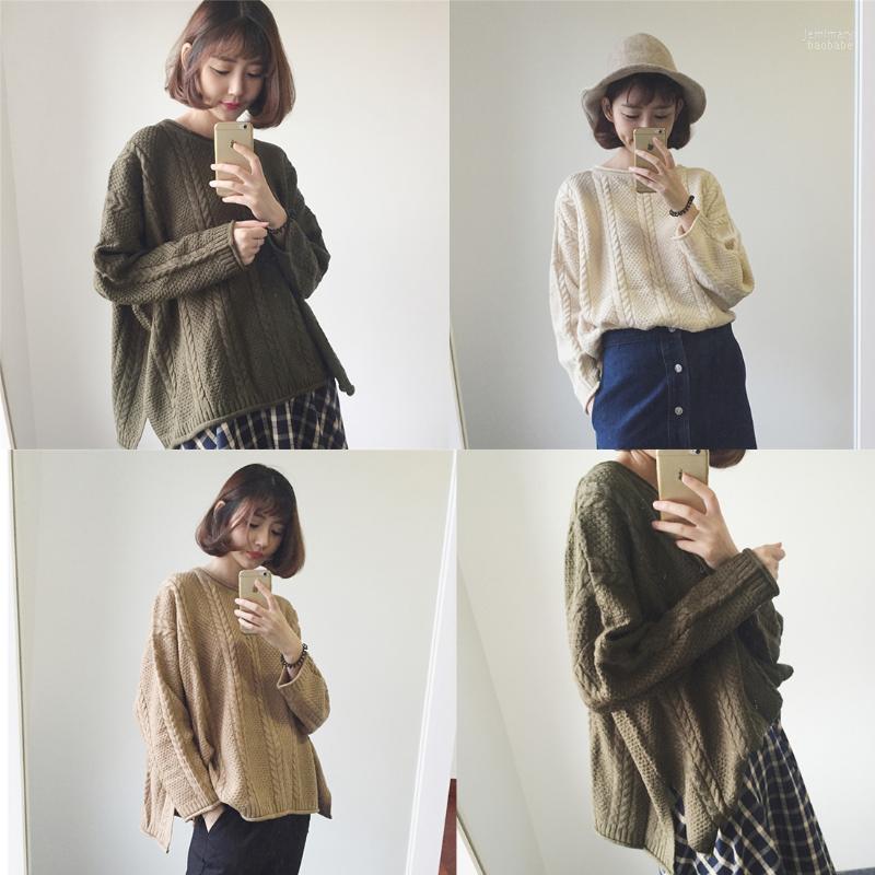 

Women's Sweaters Spring And Autumn Long-sleeved Bat Sleeve Sweater Thickened Loose Pullover Jemi22, Khaki