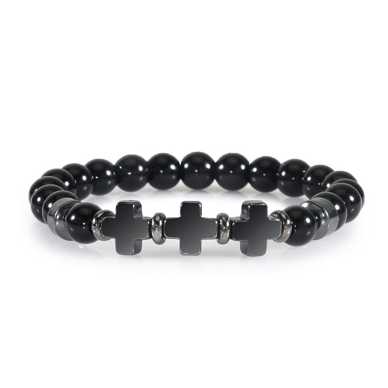 

Beaded, Strands 8mm Natural Stone Bracelet Christian Jesus Cross Bracelets For Women Men Elastic Rope Beaded Bangles Yoga Rosary Jewelry Gif