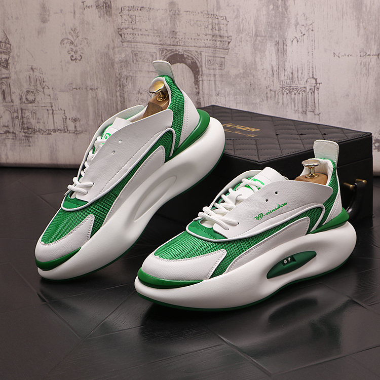 

Spring Autumn Dress Wedding Party Shoes Fashion Vulcanized Mesh Breathable Casual Sneakers Round Toe Thick Bottom Business Leisure Driving Walking Loafers N160, White green