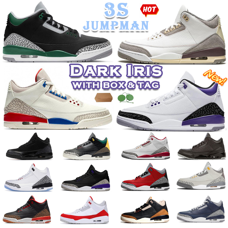 

3 3s men basketball shoes UNC Desert Elephant Cardinal Red Neapolitan Muslin Varsity Royal Pine Green Dark Iris mens outdoor sports sneakers, #12