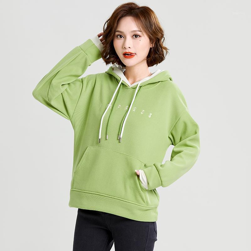 

Women's Hoodies & Sweatshirts Korean Hoodie Sweatshirt For Women Winter Lady Tops Female Spring Autumn Letter Print, Green