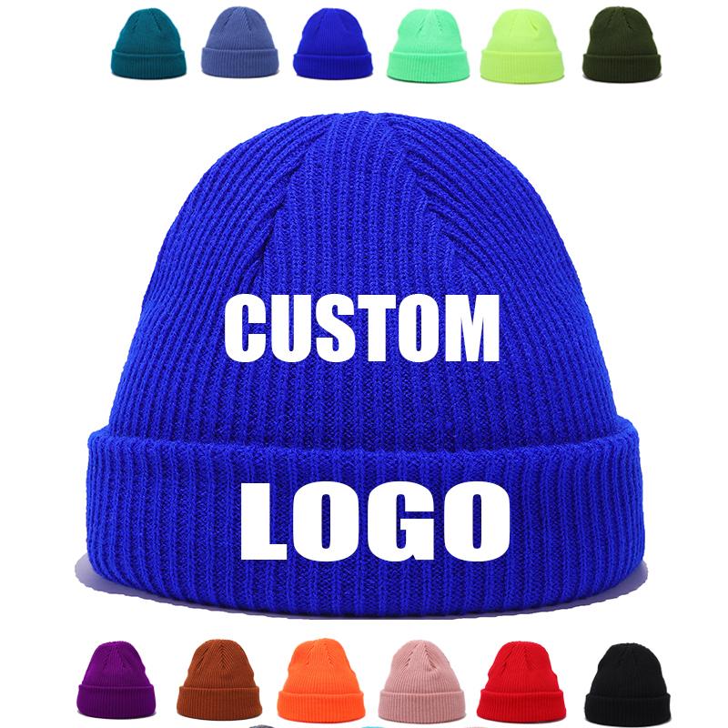 

Berets Custom Logo Print Winter Warm Beanies Short Thread Hip Hop Hat Adult Men Beanie Female Knit Skull Cap Elastic Hats UnisexBerets