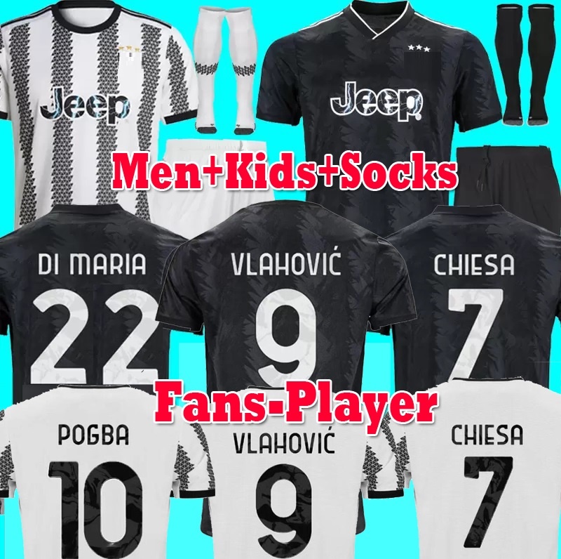 

fans player version 2022 2023 home soccer jersey VLAHOVIC POGBA CHIESA DI MARIA Footall shirt 22 23 Kits Men Kids socks uniform JUVENTUS, 22 23 away 1