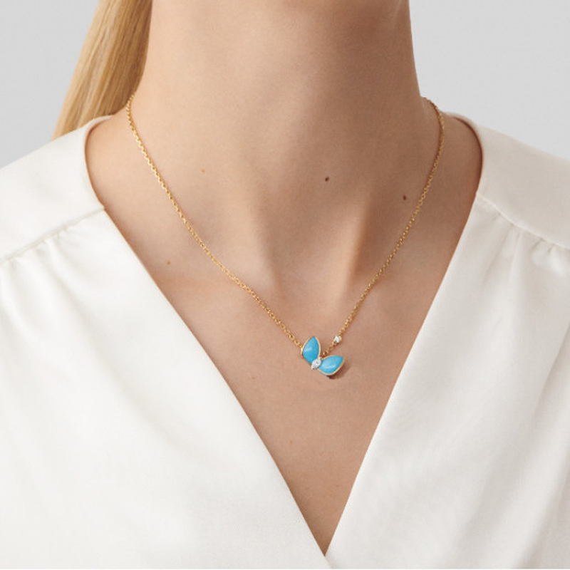 

Gold Band rings necklace earring in butterfly with stones for lady women Party wedding lovers gift engagement jewelry