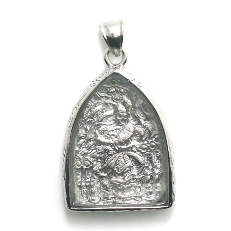 

Pendant Necklaces Unisex 316L Stainless Steel Silver-Color Guan Yu Protect PendantPendant