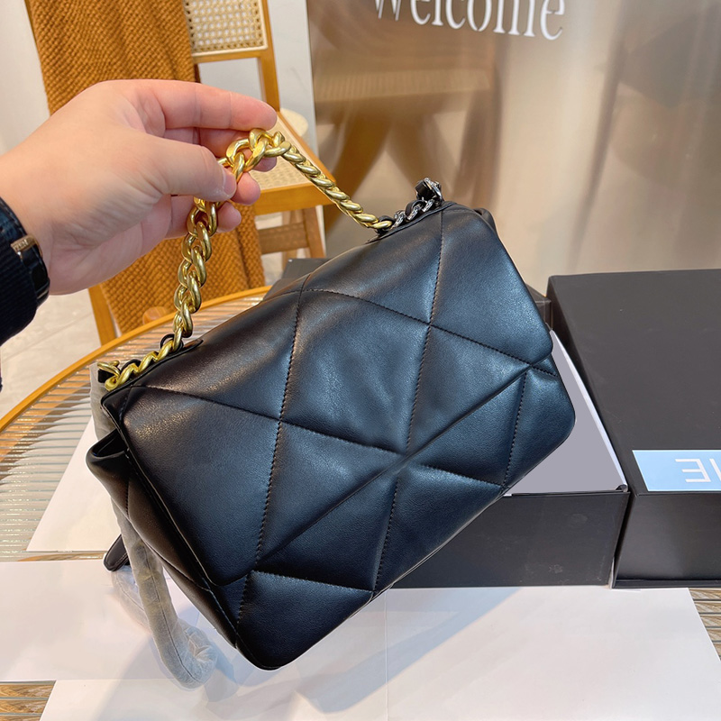 

France Women 19 Series Lambskin Leather Bags Top Chain Handle Totes Classic Flip Quilted Cross Body Shoulder Famous Luxury Designer Handbags 25*8*18CM, Box