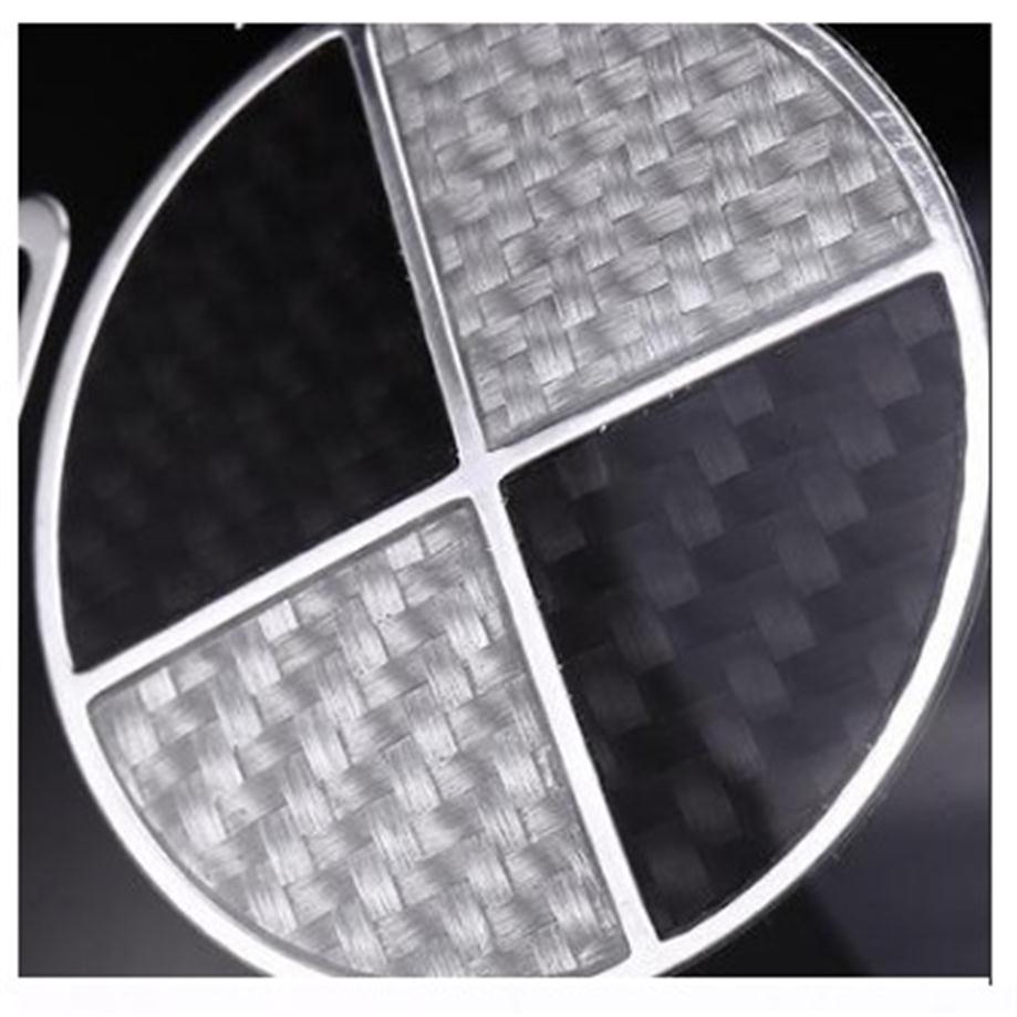 

High quality 3D Badges Carbon Fiber Black White Car Engine Emblem Front Rear Badges 73mm 82mm For 3 5 7 X1 X3 X5293A