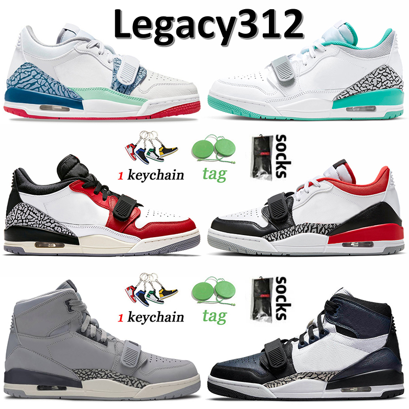 

Top Quality Legacy 312 OG Basketball Shoes Jumpman Mens Women Sneakers Low White Turquoise Chicago Black Toe Wolf Grey Midnight Navy Sports Trainers Size 36-46, B1 black cement 40-46