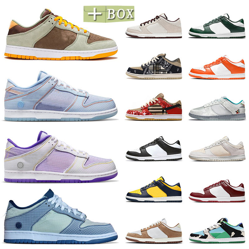 

[with box] Union x la mens womens low casual shoes 2022 newest passport pack university unc ice blue court purple panda dunkes lows winter solstice big size us13 sneakers, Y07 36-45 tvs red
