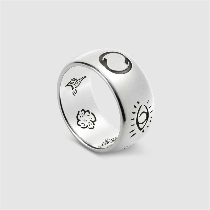 

Trend Designer Letter Rings Fashion Couple Hearts Ring Luxury Plating Silver Engraving Men Women Ring Brand Jewelry