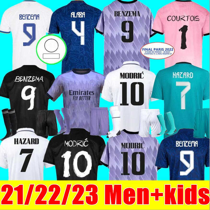 

21 22 23 BENZEMA soccer Jerseys football home away 3rd 4TH Y-3 CAMAVINGA ALABA HAZARD ASENSIO REAL MADRIDS MODRIC MARCELO camiseta men kids, 22/23 adult home+league patch