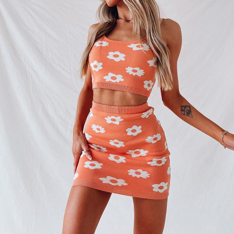 

Work Dresses FUFUCAILLM Women Knit 2 Piece Skirt Set Y2K Cami Crop Tops + Mini Outfits Summer Sexy Bodycon Night Party Dress Streetwear, Blue