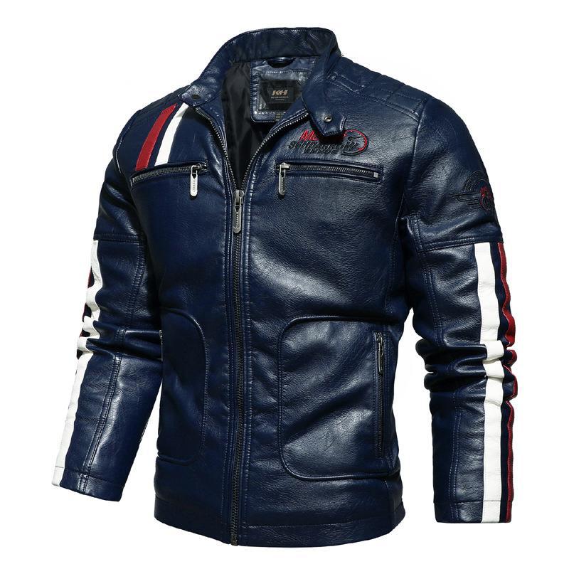 

Men's Jackets Autumn And Winter Racing Clothes European American Motorcycle PU Leather Plus Size Cold Proof Jacket, Black