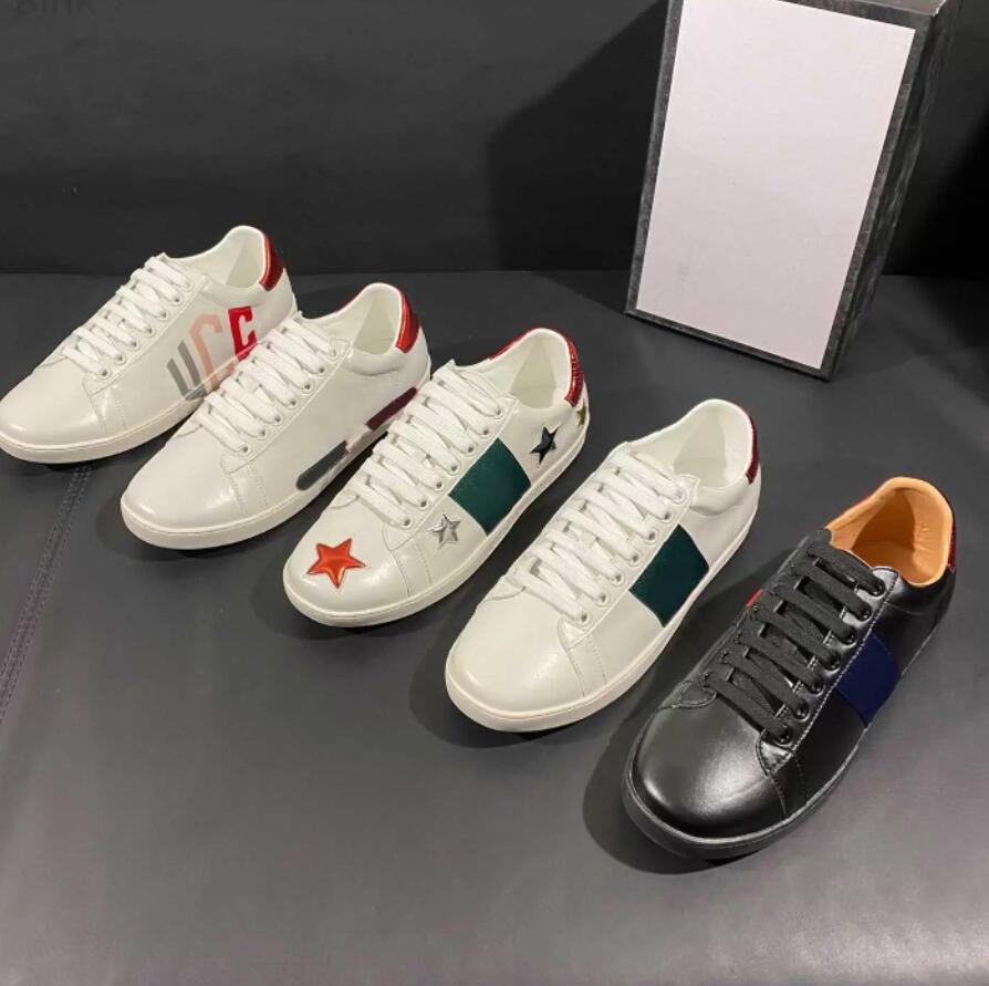 

Designer Casual Shoes Men Women Sneakers Bee Chaussures Leather Trainers Embroidery Stripes Sneaker Size White Color Walking Sports Shoe 35-46
