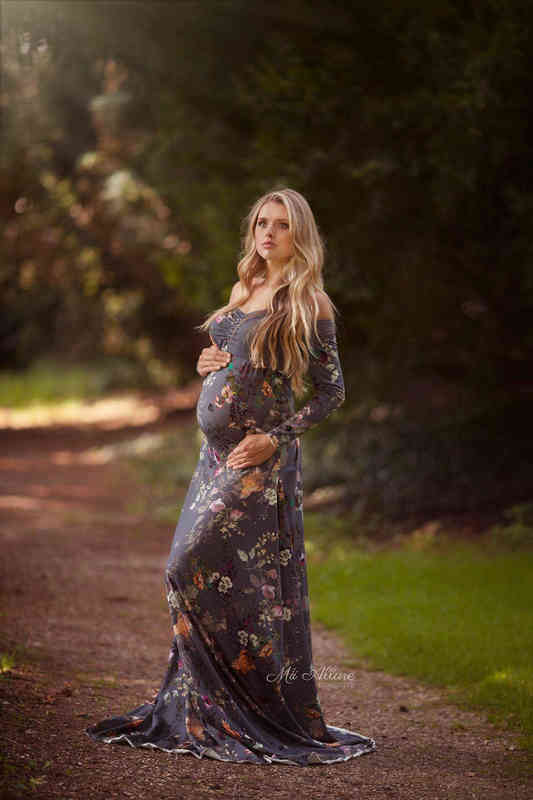 

Print Maternity Dresses For Photos Shoot Photography Props Long Dresses Pregnant Women Maternity Clothes Fancy Pregnancy Dress G220418, Black