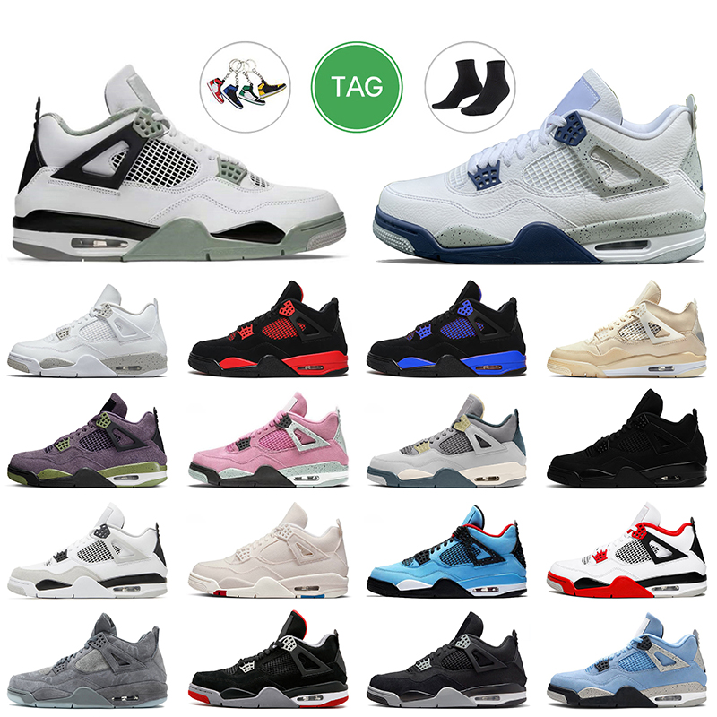 

Women Mens Basketball Shoes Jumpman 4 4s Seafoam Midnight Navy 2022 Craft Canyon Purple Sail White Oreo Blue Red Thunder Canvas Black Cat Bred Big Size 12 13 Sneakers, C41 grey 40-47