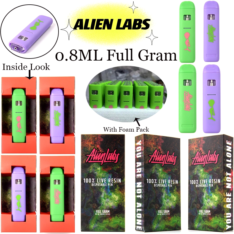 

0.8ML Full Gram ALIENLABS Alien Labs Live Resin E Cigarettes Disposable Pen 350 mAh Battery Device Pods Starter Kit Vape Pen