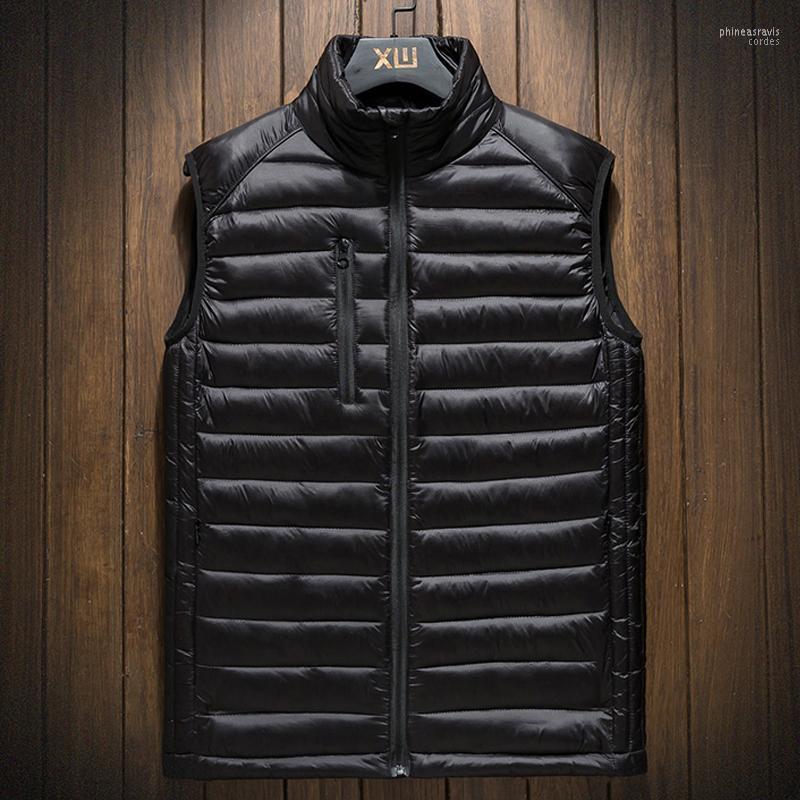 

Men's Vests Plus Size Mens Sleeveless Jacket Black Vest Winter Cotton-Padded Coats Men Stand Collar Warm Oversize Waistcoats -6XL Phin22
