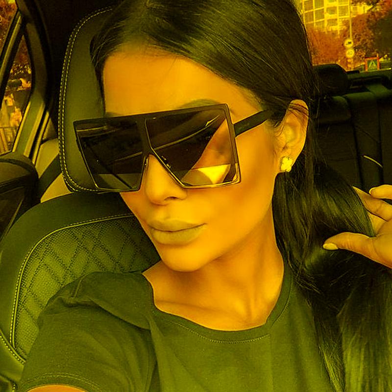 

Sunglasses Vintage Oversized Square Woman Big Frame Female Black Leopard Gradient Oculos De SolSunglassesSunglasses