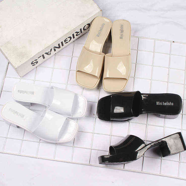 

Holly Shark Pure Color Women's Sandals in Summer One Line Square Head Thick Heels Fashion Casual Wear High-heeled, Square head high heel women