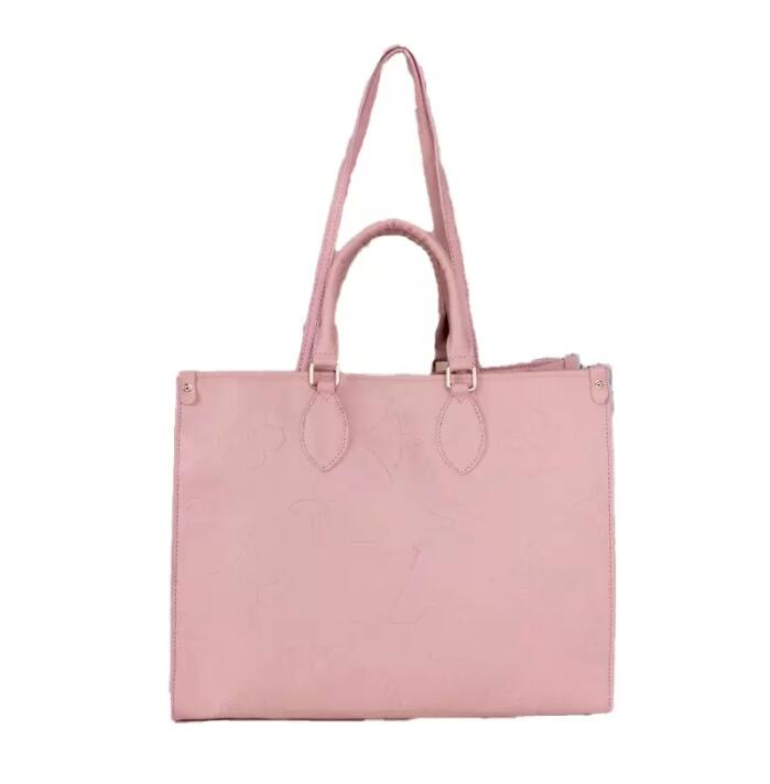 Sunrise Pastel Onthego MM Totes Bag Colorful Womens Designer Shoulder Handbag Purse On The Go 2022 SPRING IN THE CITY COLLECTION Pink Coated Canv