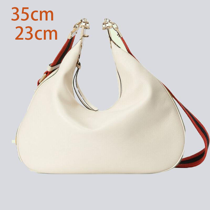 

Attache large shoulder bag crescent moon shape G shaped hook closure with zip Detachable Blue and red Web trim Luxury Designer le
