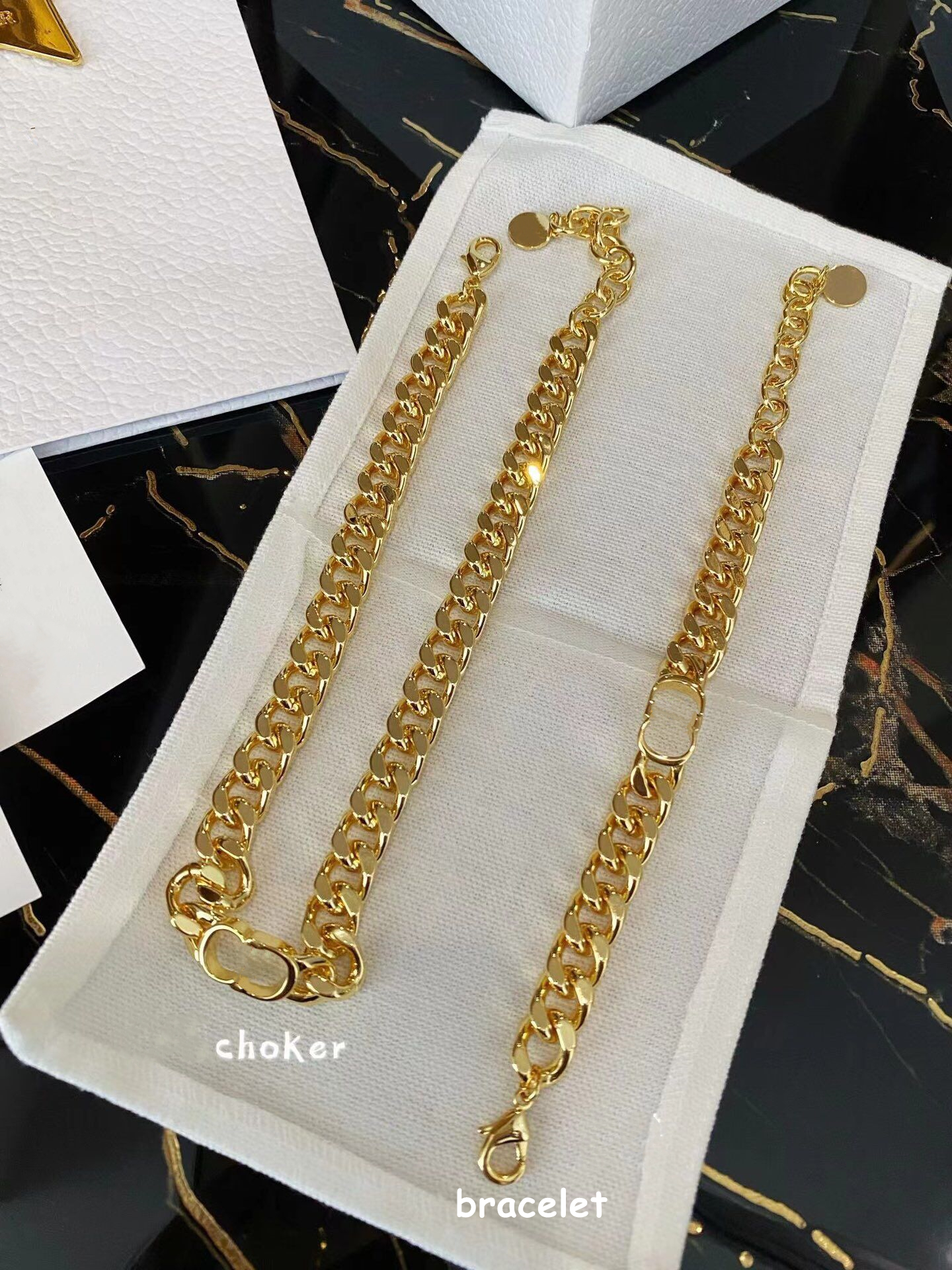 

Women classic link chain bracelets Designer Female Style Monogram combination Clavicle Chain Necklace