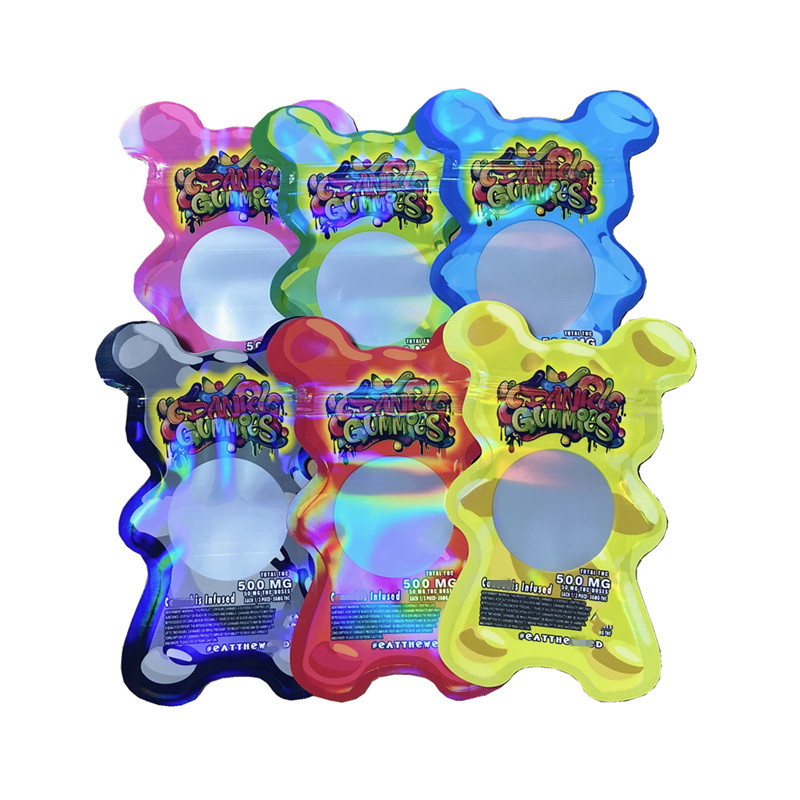 

EMPTY unique shape 500mg dank gummies packaging bags bear candy edibles plastic packing edible package bags smell wholesale