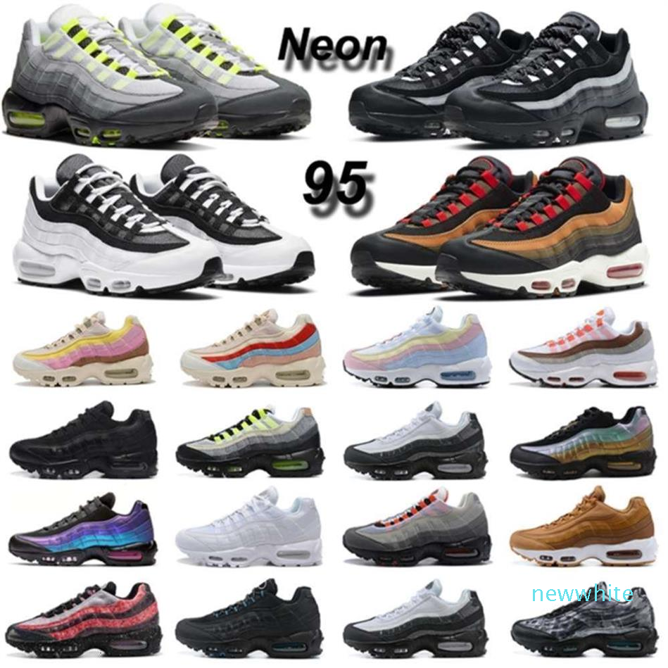 2022 Neon men women running shoes max 95s triple black Laser Blue White Volt Cherry Blossom Dark Smoke Grey mens trainers
