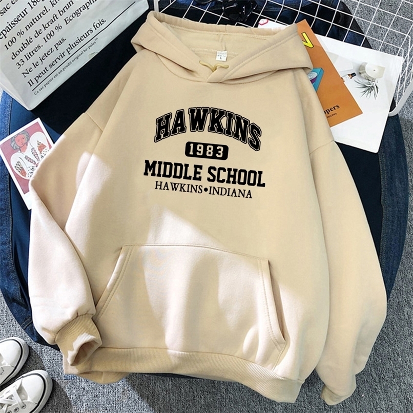 

Brand Stranger Things 1983 Print Hoodie Men Harajuku Warm Hoody Fashion Casual Sweatshirt Autumn big size Sportswears 220810, Beige