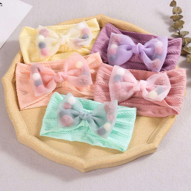 

Hair Accessories Baby Children's Jacquard Nylon Headband Net Yarn Bowknot Kids Headwear Born Headdress