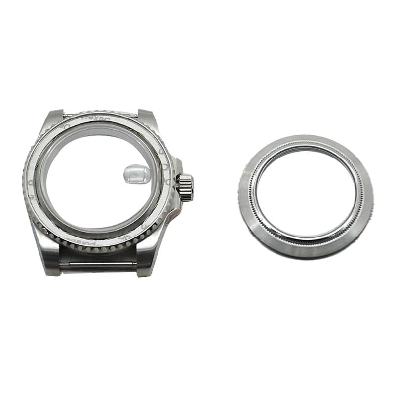 Kits d'outils de réparation Boîtier de montres en acier inoxydable de 40 mm Pièces en verre saphir adaptées au mouvement Nh35A Nh36A avec fenêtre